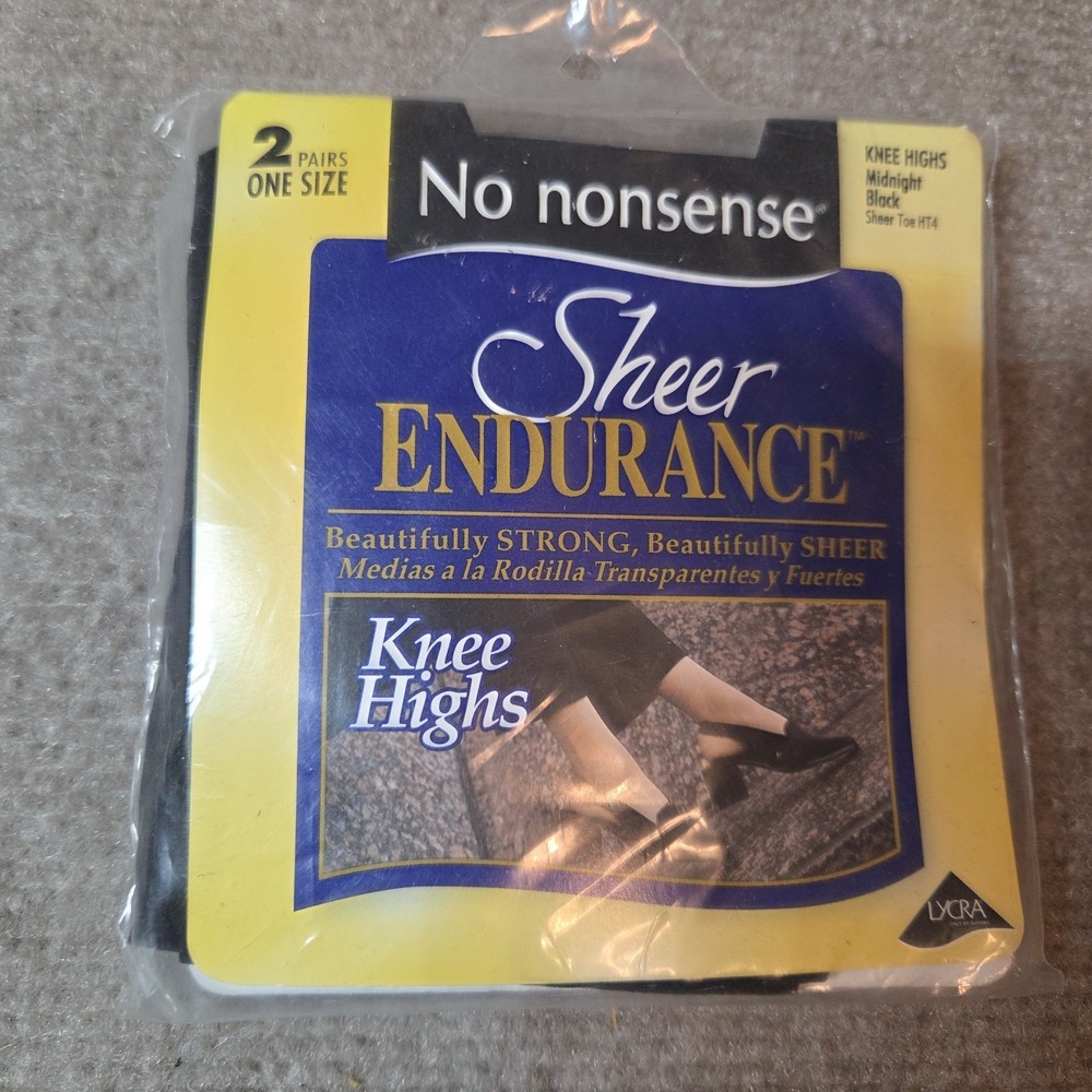 No nonsense Sheer Endurance Knee Highs 2 Pairs Midnight Black One Size HT4